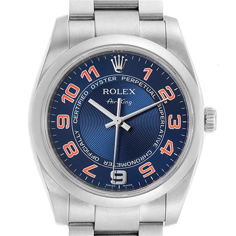 rolex air king blue dial aftermarket|Rolex Air-King blue face.